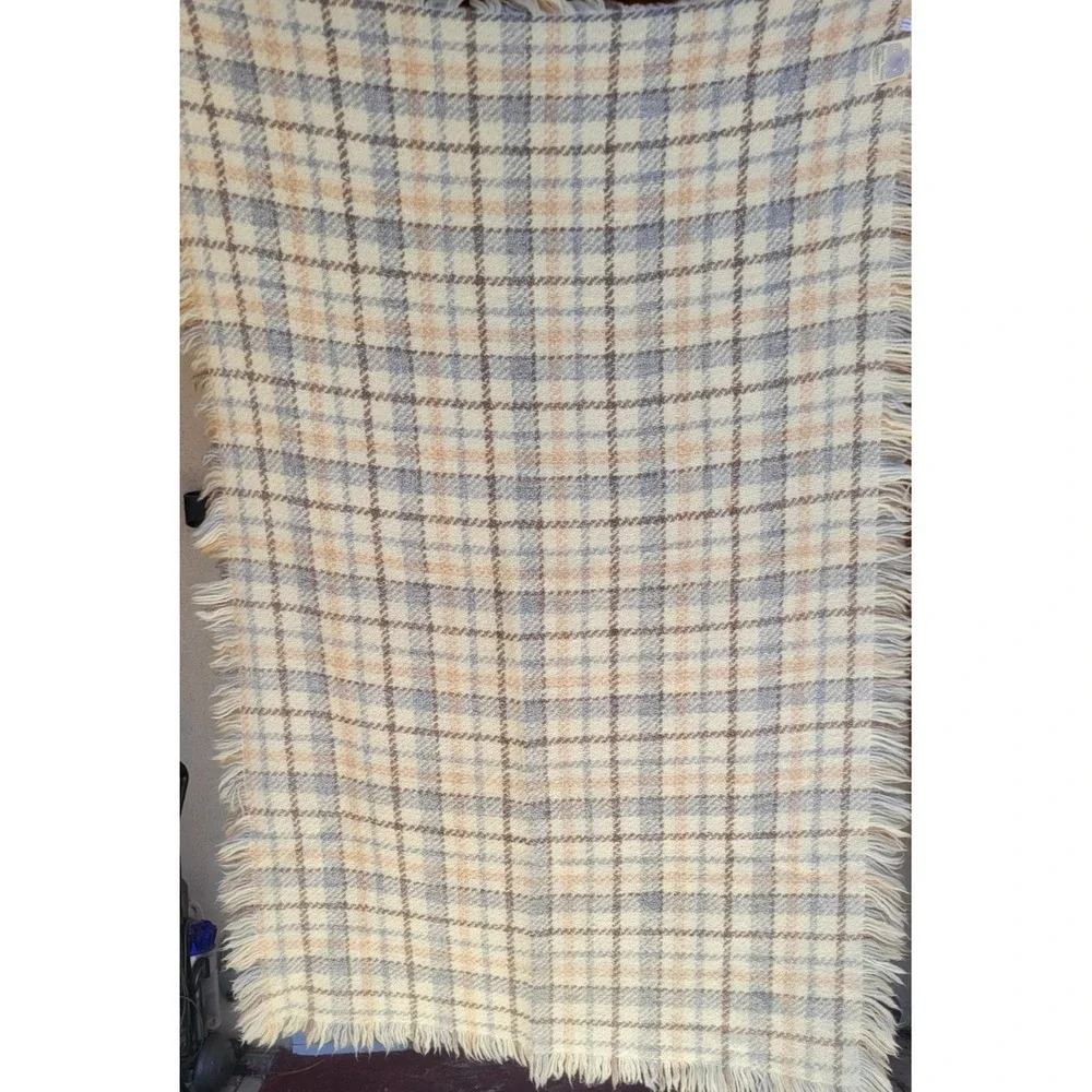 Boyne Valley‎ Weavers Ireland Wool Throw Blanket Plaid Fringe 43x70 Handmade...
